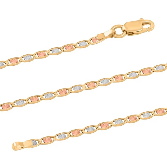 2.15mm Diamond-Cut Valentino Chain Necklace in Solid 14K Tri-Tone Gold 20” NEW - Picture 6 of 8